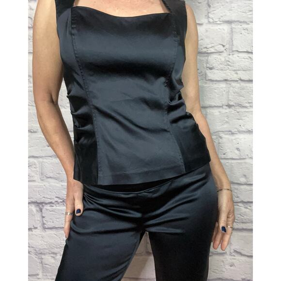 Amazing Y2K Cache Navy Blue Satin Pants Set/Formal/Cocktail/Party/Event Outfit - Picture 1 of 13